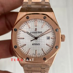 Audemars Piguet Royal Oak Beyaz Kadran 15400OR Rose Replika Saat