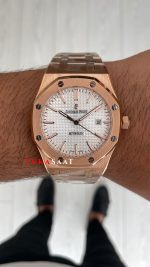 Audemars Piguet Royal Oak Beyaz Kadran 15400OR Rose Replika Saat