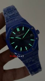 Audemars Piguet Royal Oak Ceramic Blue 15510ST Mavi Kadran 41mm Mavi Seramik Super Clone Swiss ETA Saat APS Factory