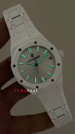 Audemars Piguet Royal Oak Ceramic White 15510ST Beyaz Seramik 41mm Super Clone Swiss ETA Saat APS Factory