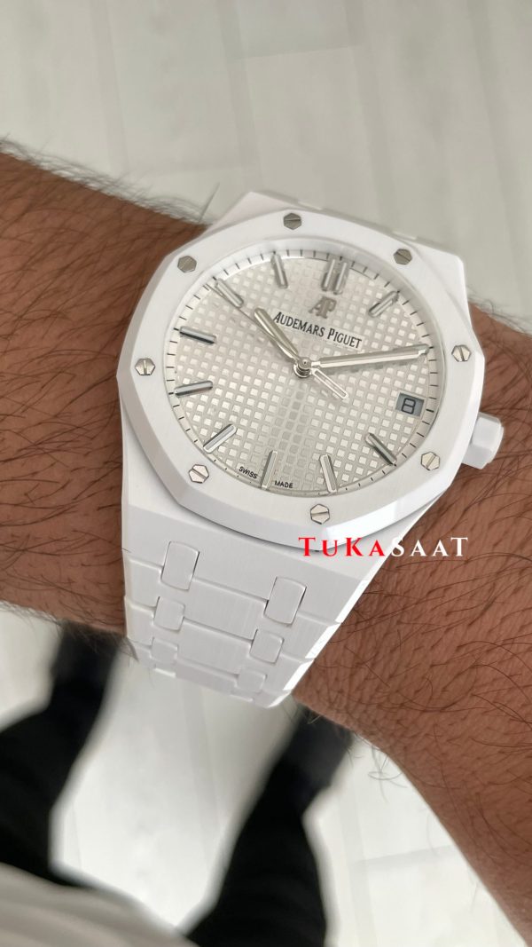 Audemars Piguet Royal Oak Ceramic White 15510ST Beyaz Seramik 41mm Super Clone Swiss ETA Saat APS Factory Audemars Piguet Royal Oak Ceramic White 15510ST Beyaz Seramik 41mm Super Clone Swiss ETA Saat APS Factory