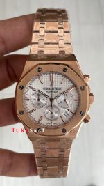 Audemars Piguet Royal Oak Chronograph 26240OR Beyaz Kadran Rose Replika Saat