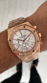 Audemars Piguet Royal Oak Chronograph 26240OR Beyaz Kadran Rose Replika Saat