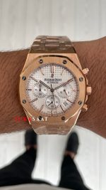 Audemars Piguet Royal Oak Chronograph 26240OR Beyaz Kadran Rose Replika Saat