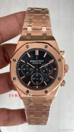 Audemars Piguet Royal Oak Chronograph 26240OR Siyah Kadran Rose Replika Saat