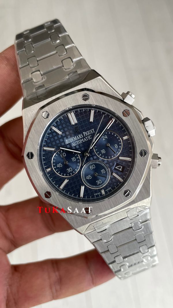 Audemars Piguet Royal Oak Chronograph 26240ST Mavi Kadran 41 mm Silver Replika Saat Audemars Piguet Royal Oak Chronograph 26240ST Mavi Kadran 41 mm Silver Replika Saat