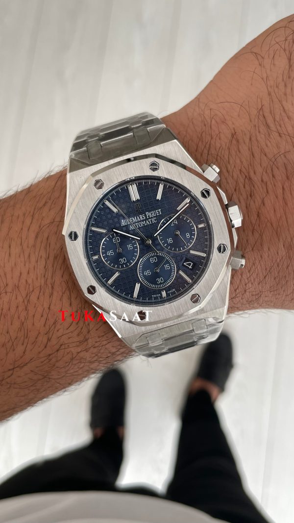 Audemars Piguet Royal Oak Chronograph 26240ST Mavi Kadran 41 mm Silver Replika Saat Audemars Piguet Royal Oak Chronograph 26240ST Mavi Kadran 41 mm Silver Replika Saat
