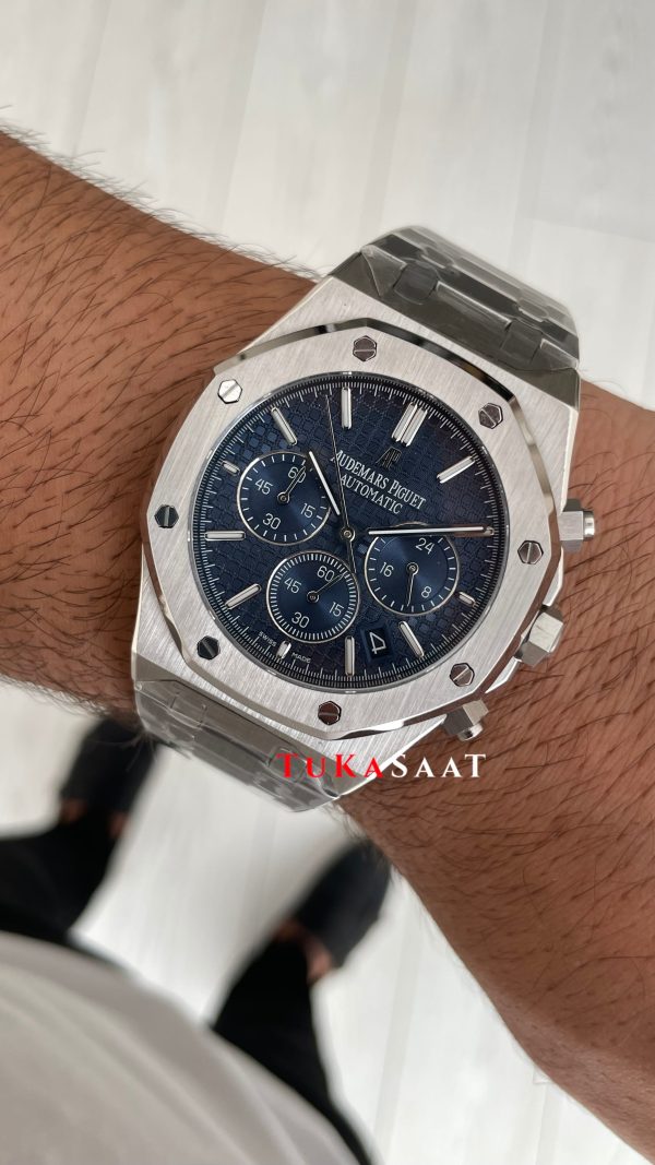 Audemars Piguet Royal Oak Chronograph 26240ST Mavi Kadran 41 mm Silver Replika Saat Audemars Piguet Royal Oak Chronograph 26240ST Mavi Kadran 41 mm Silver Replika Saat