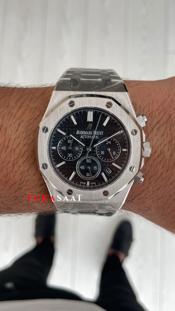 Audemars Piguet Royal Oak Chronograph 26240ST Siyah Kadran 41 mm Silver Replika Saat Audemars Piguet Royal Oak Chronograph 26240ST Siyah Kadran 41 mm Silver Replika Saat