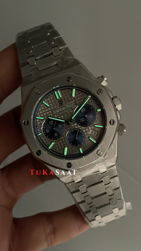 Audemars Piguet Royal Oak Chronograph 26331IP Gri Kadran 20th Anniversary 41mm Silver Replika Saat Audemars Piguet Royal Oak Chronograph 26331IP Gri Kadran 20th Anniversary 41mm Silver Replika Saat