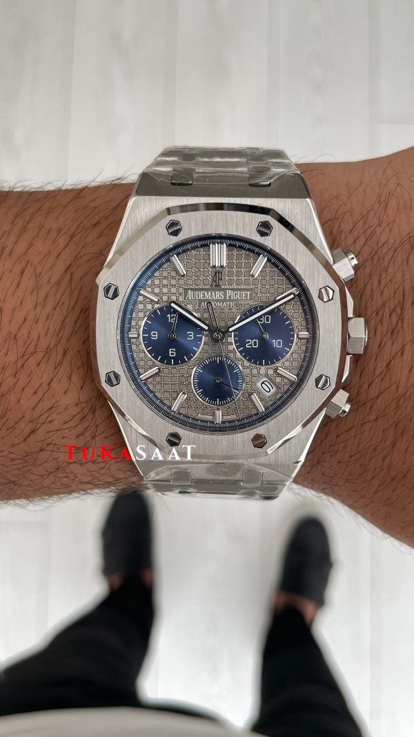Audemars Piguet Royal Oak Chronograph 26331IP Gri Kadran 20th Anniversary 41mm Silver Replika Saat Audemars Piguet Royal Oak Chronograph 26331IP Gri Kadran 20th Anniversary 41mm Silver Replika Saat