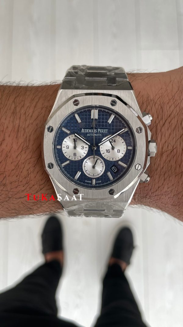 Audemars Piguet Royal Oak Chronograph 26331ST Mavi Kadran 41mm Silver Replika Saat Audemars Piguet Royal Oak Chronograph 26331ST Mavi Kadran 41mm Silver Replika Saat