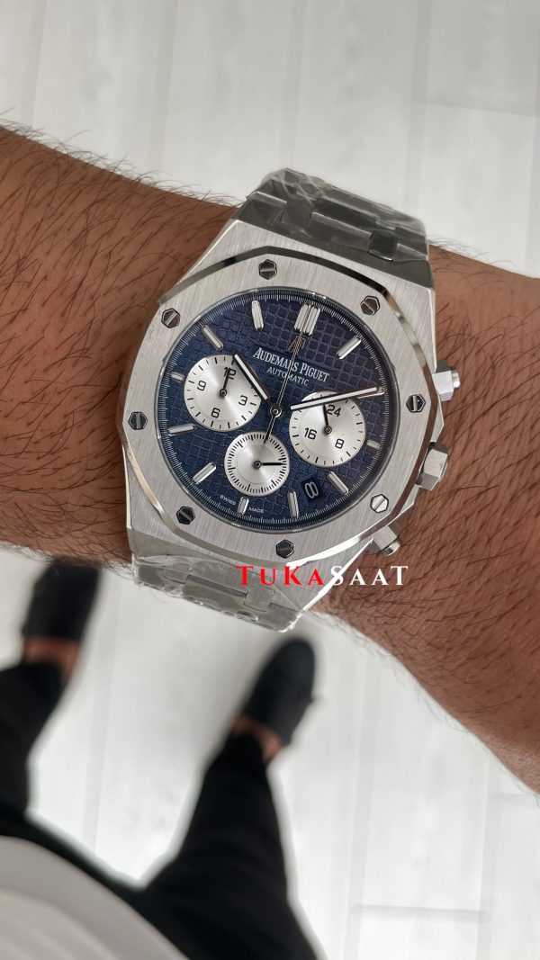 Audemars Piguet Royal Oak Chronograph 26331ST Mavi Kadran 41mm Silver Replika Saat Audemars Piguet Royal Oak Chronograph 26331ST Mavi Kadran 41mm Silver Replika Saat