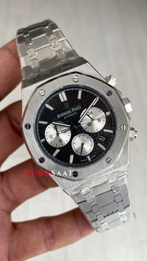 Audemars Piguet Royal Oak Chronograph 26331ST Siyah Kadran 41mm Silver Replika Saat Audemars Piguet Royal Oak Chronograph 26331ST Siyah Kadran 41mm Silver Replika Saat