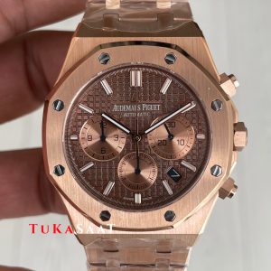 Audemars Piguet Royal Oak Chronograph Kahverengi Kadran 26331OR Chocolate Rose Replika Saat