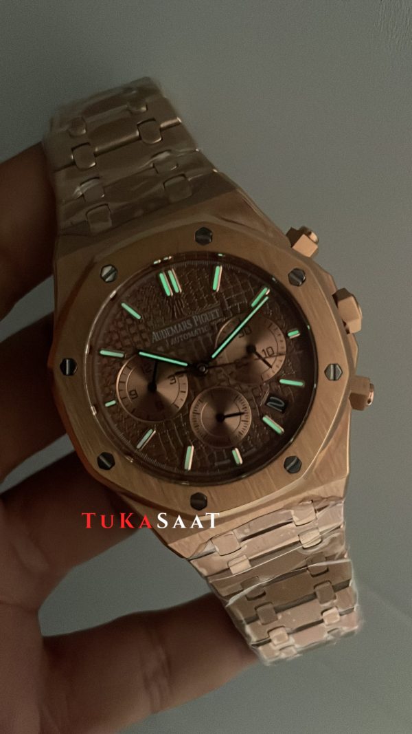 Audemars Piguet Royal Oak Chronograph Kahverengi Kadran 26331OR Chocolate Rose Replika Saat Audemars Piguet Royal Oak Chronograph Kahverengi Kadran 26331OR Chocolate Rose Replika Saat