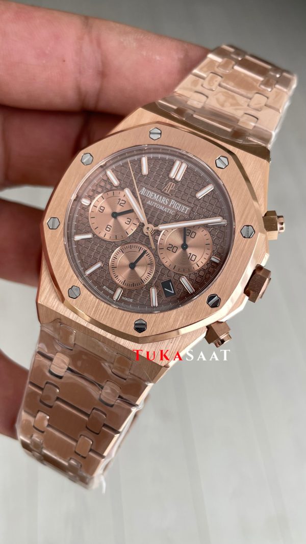 Audemars Piguet Royal Oak Chronograph Kahverengi Kadran 26331OR Chocolate Rose Replika Saat Audemars Piguet Royal Oak Chronograph Kahverengi Kadran 26331OR Chocolate Rose Replika Saat