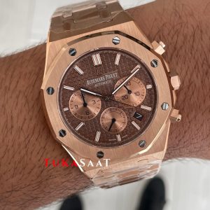 Audemars Piguet Royal Oak Chronograph Kahverengi Kadran 26331OR Chocolate Rose Replika Saat