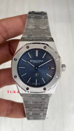 Audemars Piguet Royal Oak Jumbo Extra Thin Mavi Kadran 16202ST 50th Anniversary Replika Saat