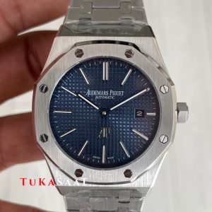 Audemars Piguet Royal Oak Jumbo Extra Thin Mavi Kadran 16202ST 50th Anniversary Replika Saat
