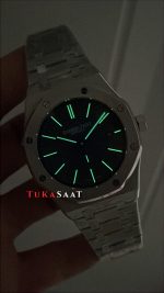 Audemars Piguet Royal Oak Jumbo Extra Thin Mavi Kadran 16202ST 50th Anniversary Replika Saat