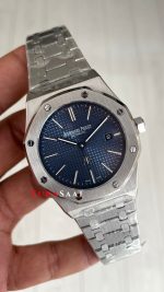 Audemars Piguet Royal Oak Jumbo Extra Thin Mavi Kadran 16202ST 50th Anniversary Replika Saat