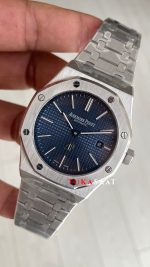 Audemars Piguet Royal Oak Jumbo Extra Thin Mavi Kadran 16202ST 50th Anniversary Replika Saat