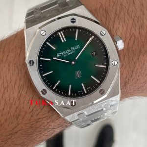 Audemars Piguet Royal Oak Jumbo Extra Thin Yeşil Kadran 16202PT 50th Anniversary Replika Saat