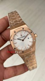 Audemars Piguet Royal Oak Lady Beyaz Kadran 67650OR Rose 33mm Kadın Replika Saat