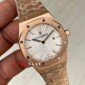 Audemars Piguet Royal Oak Lady Beyaz Kadran 67650OR Rose 33mm Kadın Replika Saat