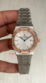 Audemars Piguet Royal Oak Lady Beyaz Kadran 67651SR Silver Rose 33mm Kadın Replika Saat