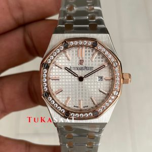 Audemars Piguet Royal Oak Lady Diamond Beyaz Kadran 67651SR Silver Rose 33mm Kadın Replika Saat