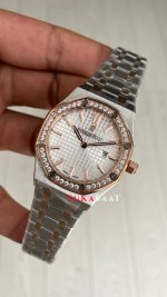 Audemars Piguet Royal Oak Lady Diamond Beyaz Kadran 67651SR Silver Rose 33mm Kadın Replika Saat
