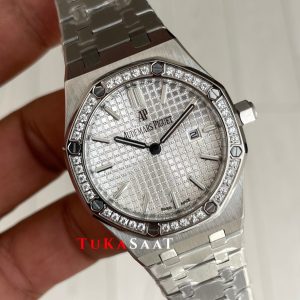 Audemars Piguet Royal Oak Lady Diamond Beyaz Kadran 67651ST Silver 33mm Kadın Replika Saat