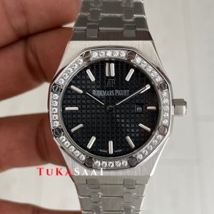 Audemars Piguet Royal Oak Lady Diamond Siyah Kadran 67651ST Silver 33mm Kadın Replika Saat