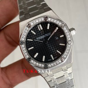 Audemars Piguet Royal Oak Lady Diamond Siyah Kadran 67651ST Silver 33mm Kadın Replika Saat