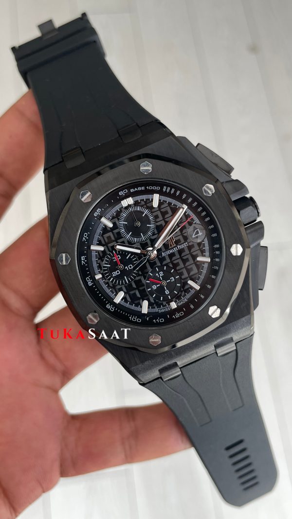 Audemars Piguet Royal Oak Offshore Carbon Siyah Kadran 26400AU Black 43mm Replika Saat Audemars Piguet Royal Oak Offshore Carbon Siyah Kadran 26400AU Black 43mm Replika Saat