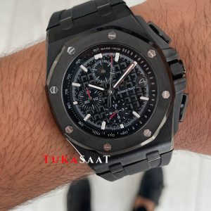 Audemars Piguet Royal Oak Offshore Carbon Siyah Kadran 26400AU Black 43mm Replika Saat