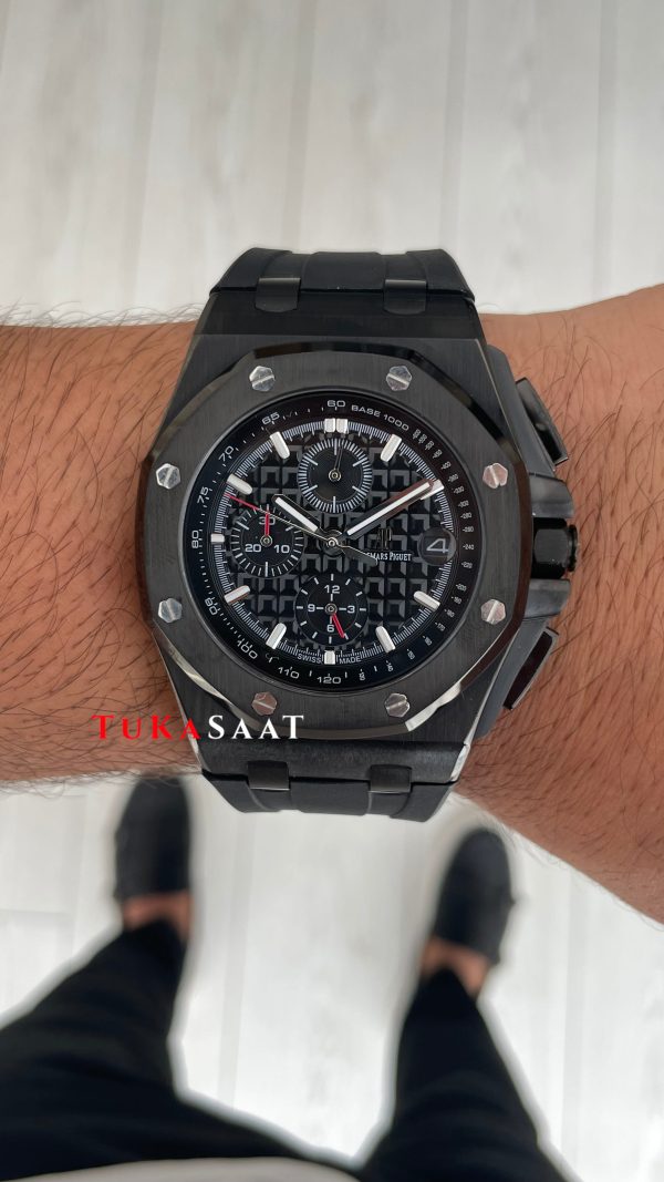 Audemars Piguet Royal Oak Offshore Carbon Siyah Kadran 26400AU Black 43mm Replika Saat Audemars Piguet Royal Oak Offshore Carbon Siyah Kadran 26400AU Black 43mm Replika Saat