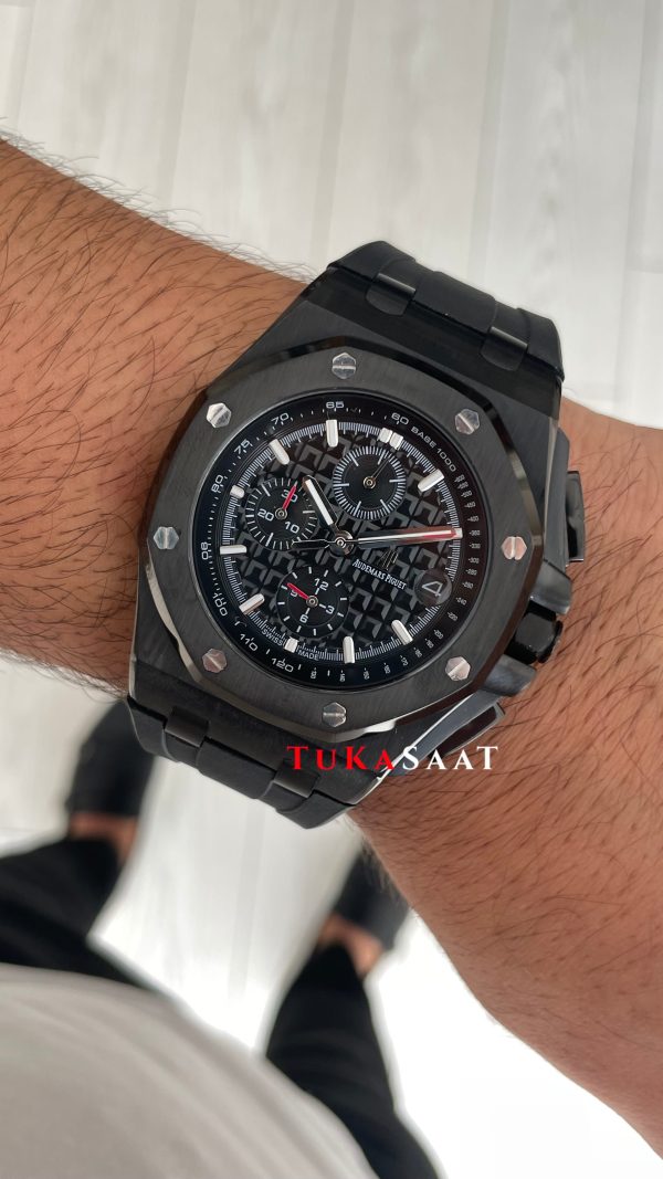 Audemars Piguet Royal Oak Offshore Carbon Siyah Kadran 26400AU Black 43mm Replika Saat Audemars Piguet Royal Oak Offshore Carbon Siyah Kadran 26400AU Black 43mm Replika Saat