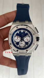 Audemars Piguet Royal Oak Offshore Chronograph Mavi Kadran 26420TI Rubber Blue Dial 43mm Replika Saat