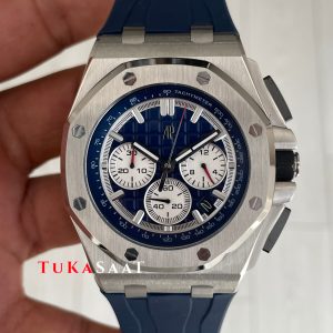 Audemars Piguet Royal Oak Offshore Chronograph Mavi Kadran 26420TI Rubber Blue Dial 43mm Replika Saat