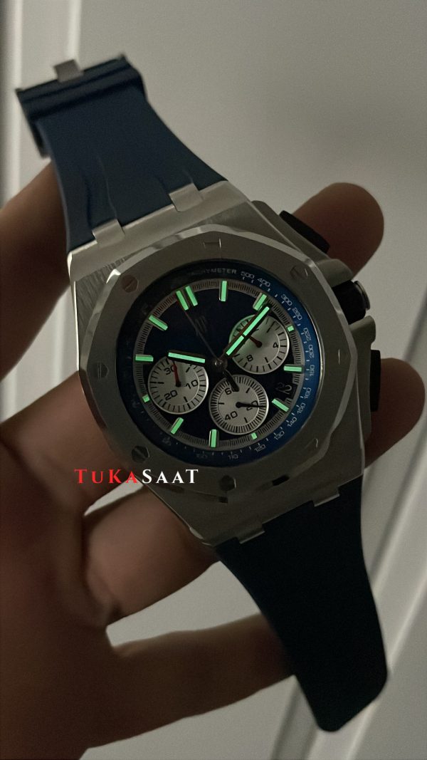 Audemars Piguet Royal Oak Offshore Chronograph Mavi Kadran 26420TI Rubber Blue Dial 43mm Replika Saat Audemars Piguet Royal Oak Offshore Chronograph Mavi Kadran 26420TI Rubber Blue Dial 43mm Replika Saat