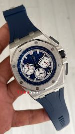 Audemars Piguet Royal Oak Offshore Chronograph Mavi Kadran 26420TI Rubber Blue Dial 43mm Replika Saat