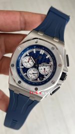 Audemars Piguet Royal Oak Offshore Chronograph Mavi Kadran 26420TI Rubber Blue Dial 43mm Replika Saat