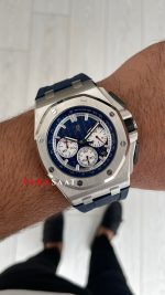 Audemars Piguet Royal Oak Offshore Chronograph Mavi Kadran 26420TI Rubber Blue Dial 43mm Replika Saat