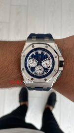 Audemars Piguet Royal Oak Offshore Chronograph Mavi Kadran 26420TI Rubber Blue Dial 43mm Replika Saat