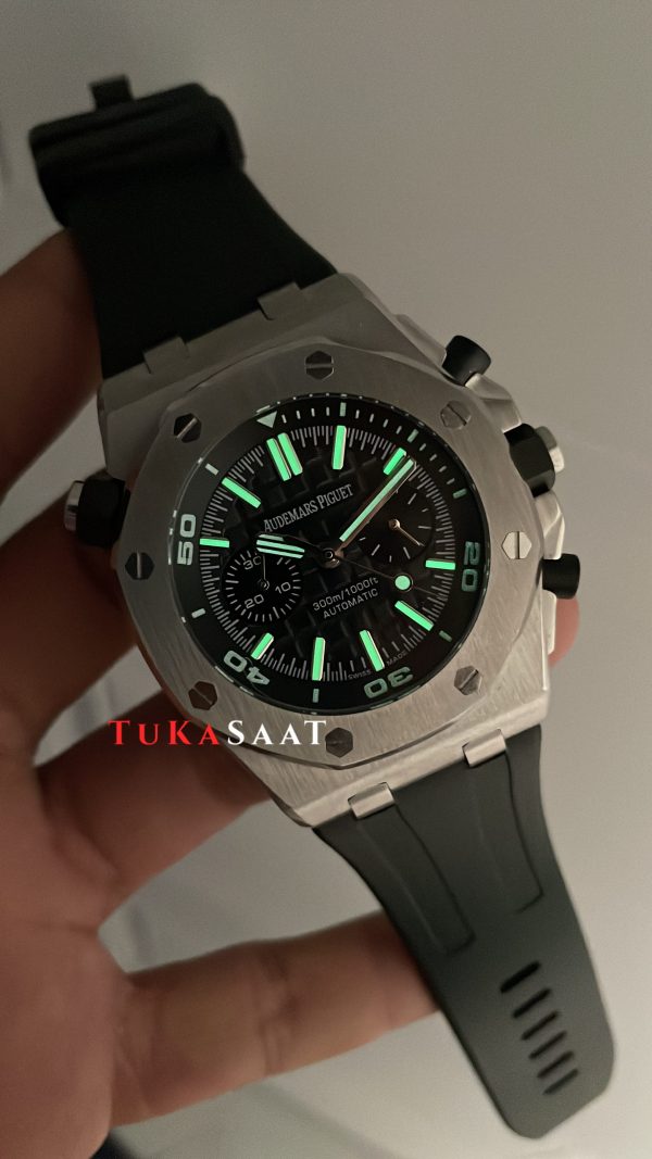 Audemars Piguet Royal Oak Offshore Diver Chronograph Siyah Kadran 26703ST Silver 42 mm Replika Saat Audemars Piguet Royal Oak Offshore Diver Chronograph Siyah Kadran 26703ST Silver 42 mm Replika Saat