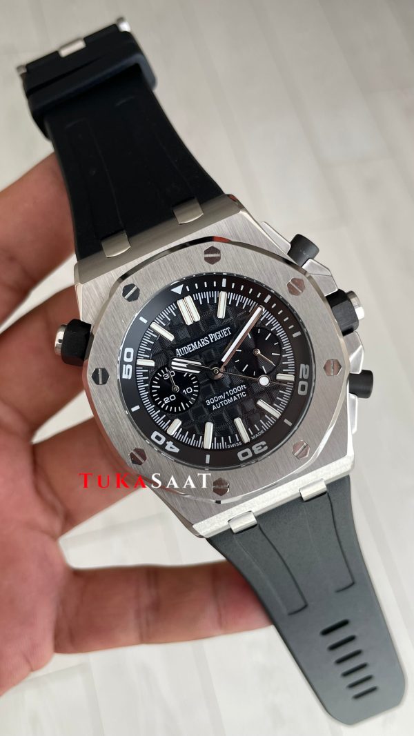 Audemars Piguet Royal Oak Offshore Diver Chronograph Siyah Kadran 26703ST Silver 42 mm Replika Saat Audemars Piguet Royal Oak Offshore Diver Chronograph Siyah Kadran 26703ST Silver 42 mm Replika Saat