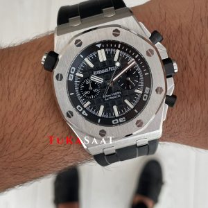 Audemars Piguet Royal Oak Offshore Diver Chronograph Siyah Kadran 26703ST Silver 42 mm Replika Saat